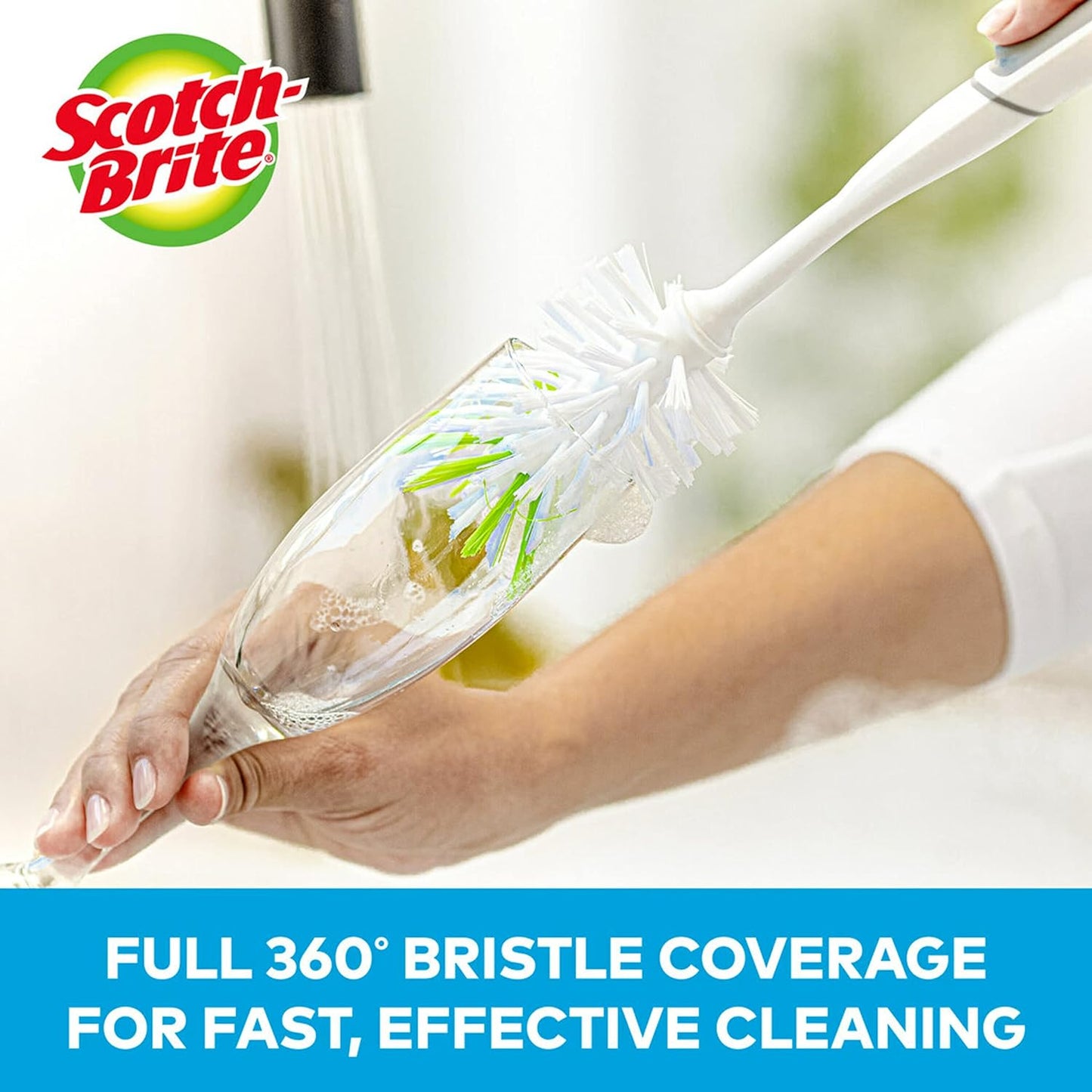 Scotch-Brite Glass and Water Bottle Brush, Long-Lasting Bristles, Safe On Multiple Types Of Water Bottles, Vases, And More