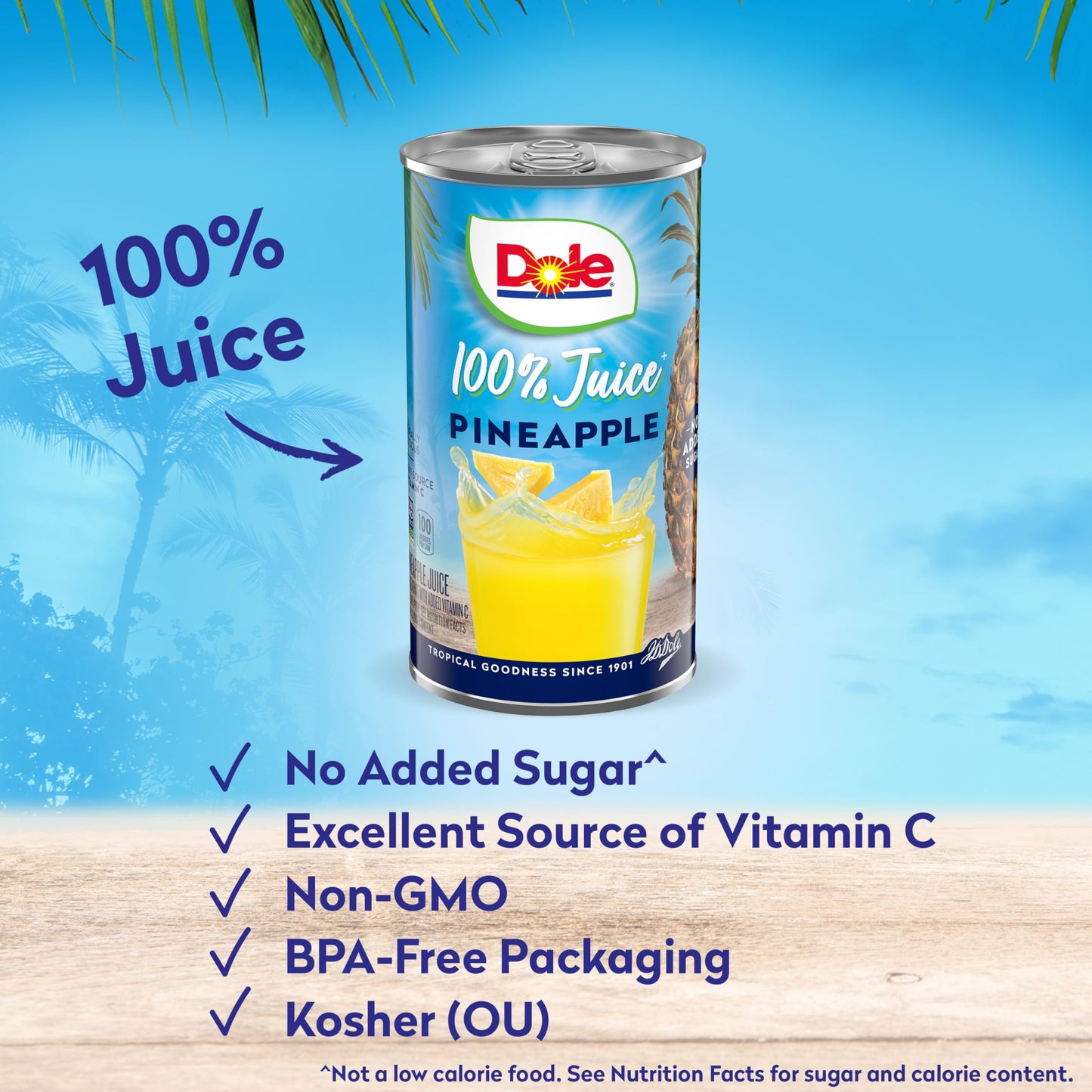 Dole 100% Juice, Pineapple, 46 Ounce Cans (Pack of 6)