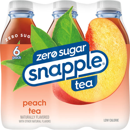 Snapple Zero Sugar Peach Tea, 16 fl oz recycled plastic bottle (Pack of 12)