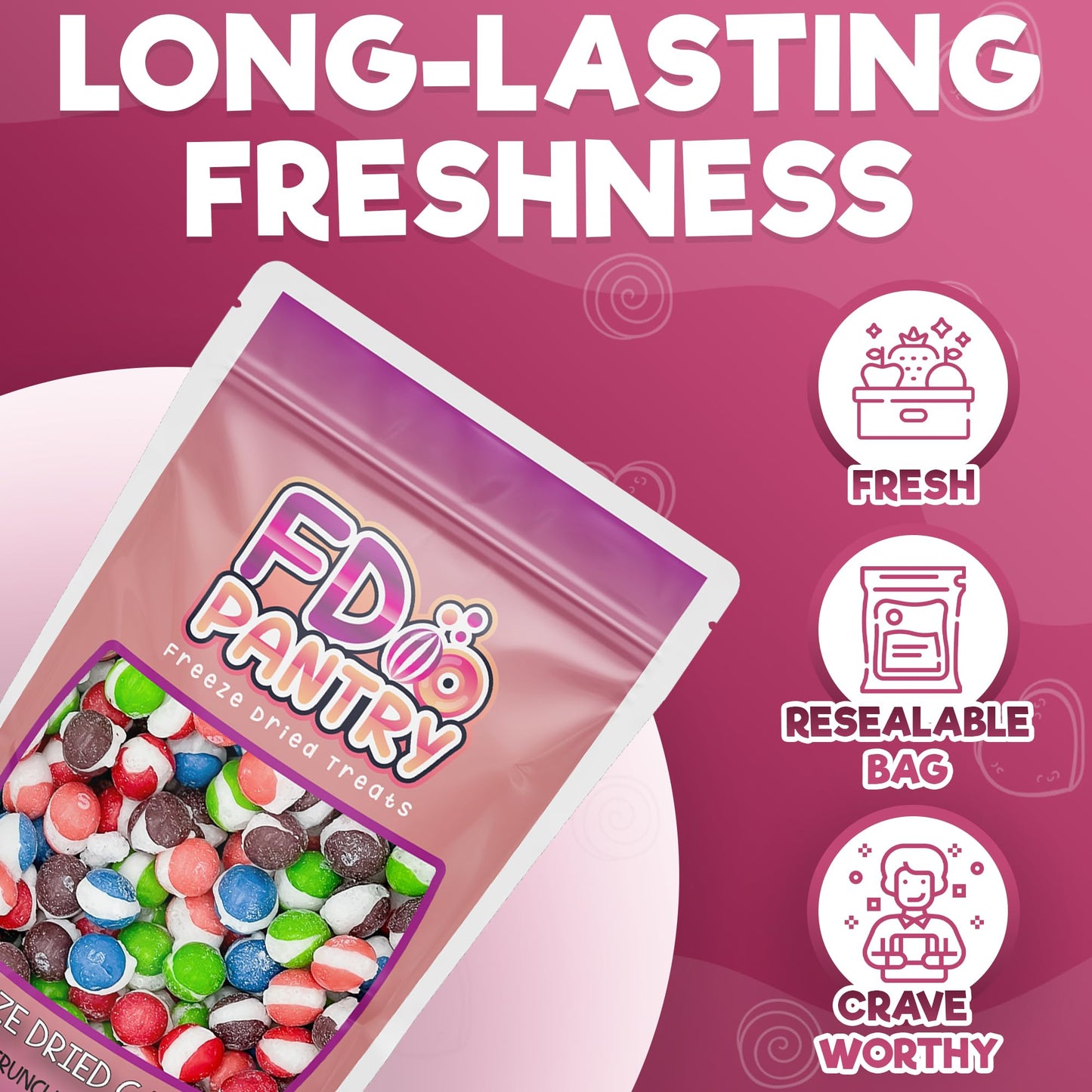 Fruit Crunch Original Candy Freeze Dried 16 oz 1 pound - Assortment Strawberry, Orange, Lemon, Grape, Lime Flavors Large 1lb Big Bag Pouch - Ideal Gift Snack 16oz