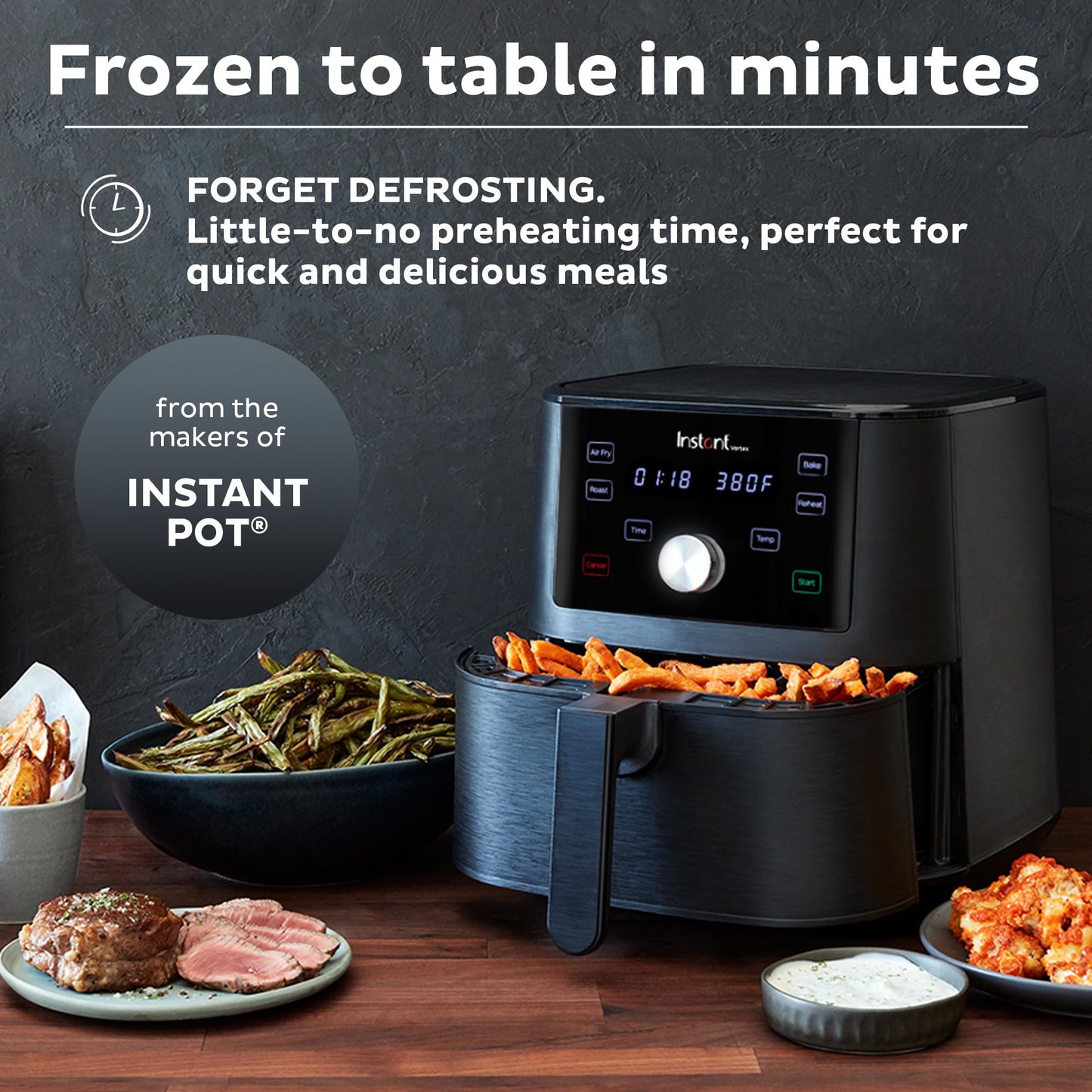 Instant Vortex 6QT XL Air Fryer, 4-in-1 Functions that Crisps, Roasts, Reheats, Bakes for Quick Easy Meals, 100+ In-App Recipes, is Dishwasher-Safe, from the Makers of Instant Pot, Black