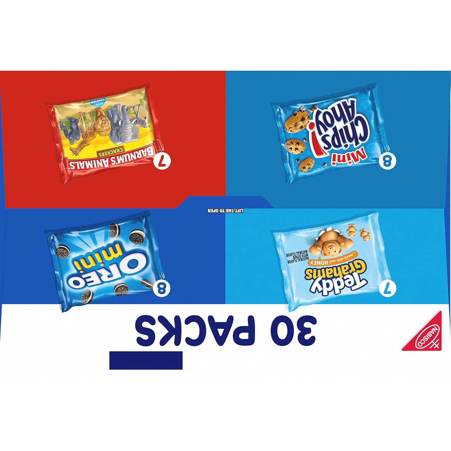 Nabisco Team Favorites Variety Pack, OREO Mini, CHIPS AHOY! Mini, Teddy Grahams Honey & Barnum's Animal Crackers, 30 Snack Packs