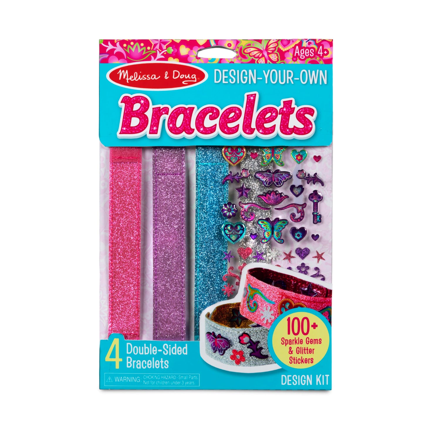 Melissa & Doug Design-Your-Own Bracelets With 100+ Sparkle Gem and Glitter Stickers - Kids Snap Bracelets, Jewelry Crafts For Kids Ages 4+