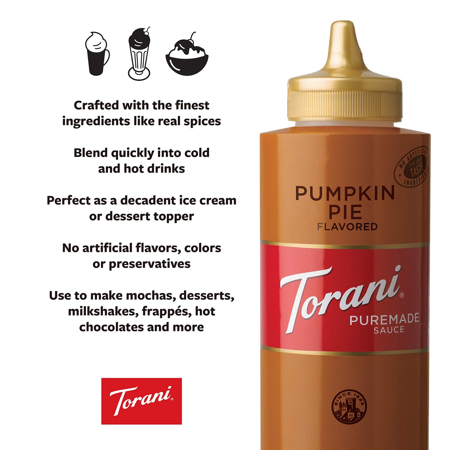 Torani Puremade Sauce, Caramel, 16.5 Ounces(Pack of 4)