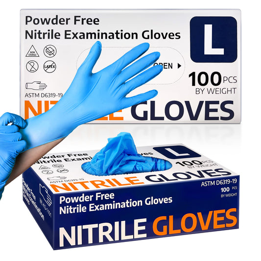 Medical Nitrile Exam Gloves, Latex-Free & Powder-Free Non-Sterile Food Safe Cleaning Disposable Glove, 100 Pcs