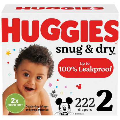 Huggies Size 2 Diapers, Snug & Dry Baby Diapers, Size 2 (12-18 lbs), 100 Count, Packaging May Vary