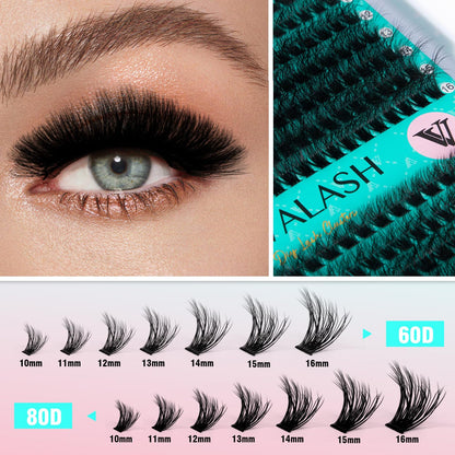 VAVALASH DIY Lash Extension Kit 280 Clusters Individual Lashes Kit 30D 40D 0.07D-10-16mm Lash Clusters, Lash Bond and Seal, Lash Tweezer for DIY Eyelash Extension at Home（Kit-30D+40D-0.07D-10-16MIX）