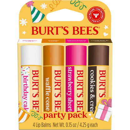 Burt's Bees Lip Balm - Pink Grapefruit, Mango, Coconut & Pear, and Pomegranate Pack, Lip Moisturizer With Beeswax, Tint-Free, Natural Origin Conditioning Lip Treatment, 4 Tubes, 0.15 oz.