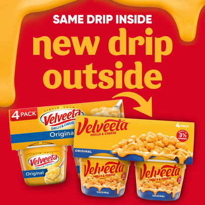 Velveeta Shells & Cheese Original Microwavable Macaroni and Cheese Cups (4 ct Pack, 2.39 oz Cups)