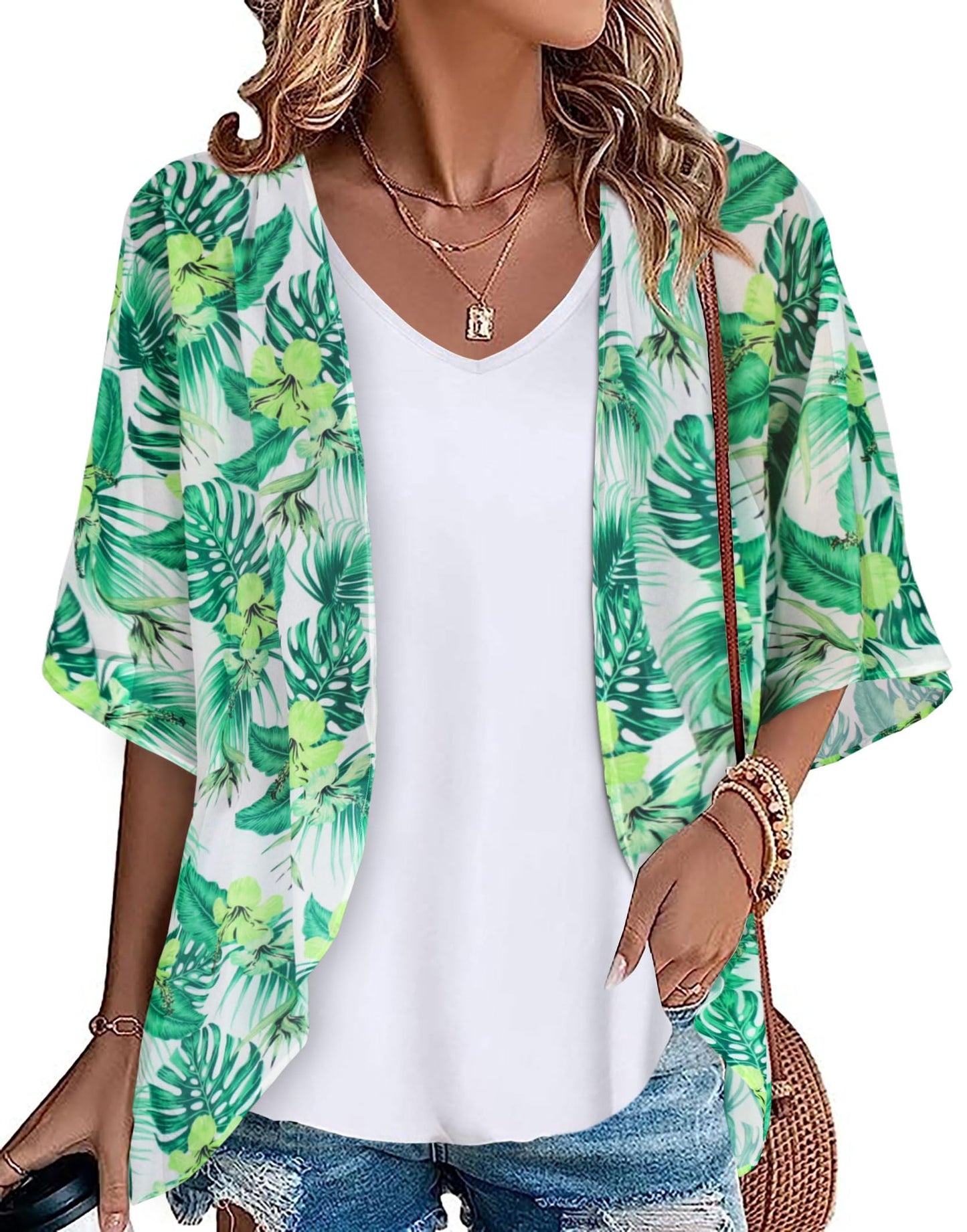 Womens Kimono Beach Cover Up Chiffon Cardigan Floral Tops Loose Capes