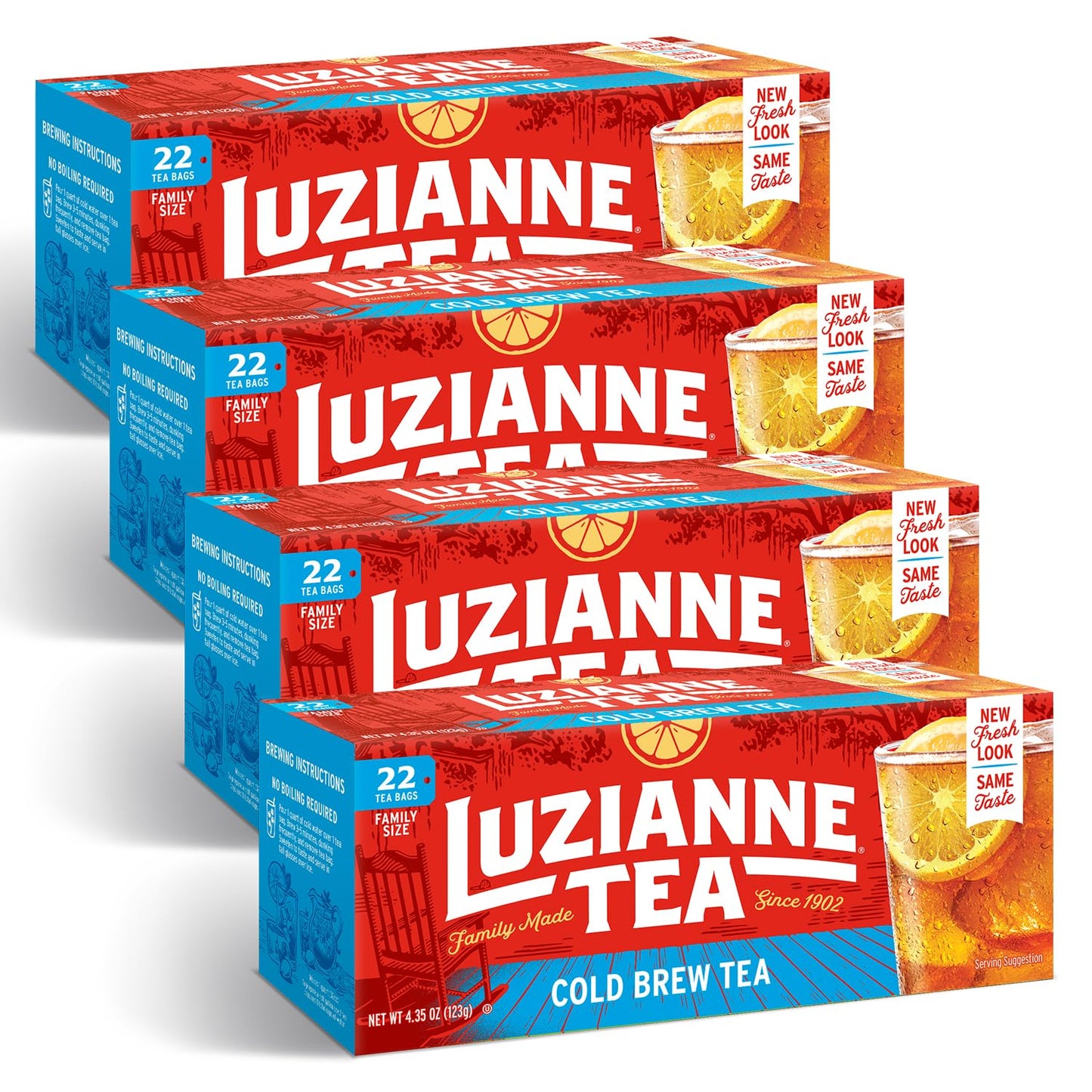 Luzianne Decaffeinated Iced Tea Bags, Family Size, 24ct Box (Pack of 6)