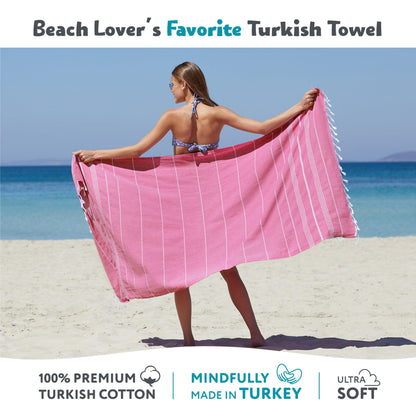 WETCAT Turkish Beach Towel Oversized 38x71 100% Cotton Sand Free Quick Dry Extra Large Light Travel Towel for Adults Beach Accessories Gifts (Blue, Beach Towel (38" x 71"))