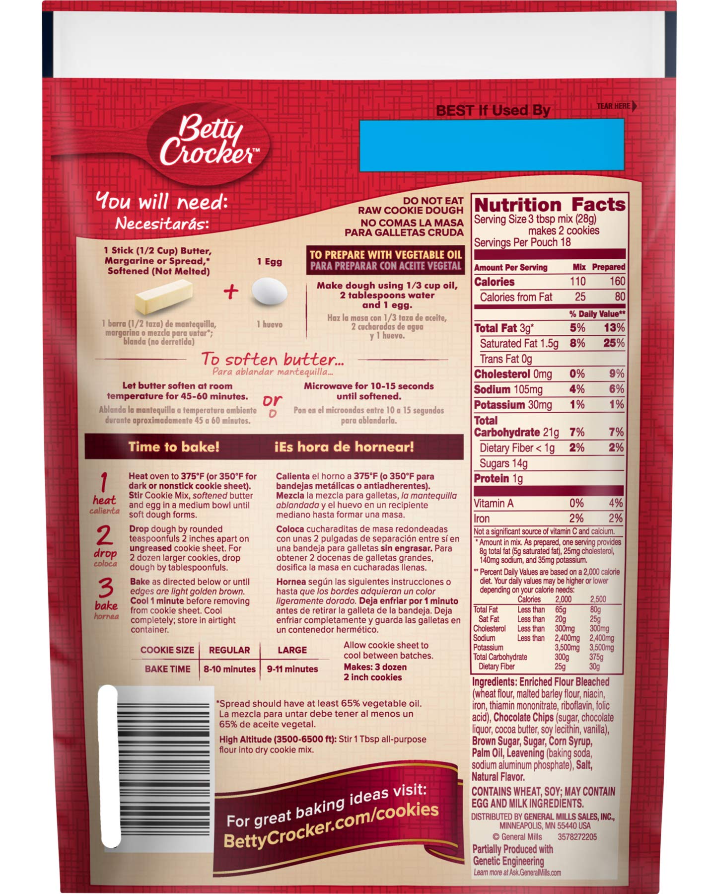 Betty Crocker Peanut Butter Cookie Mix, Makes twelve (12) 2-inch Cookies, 7.2 oz.