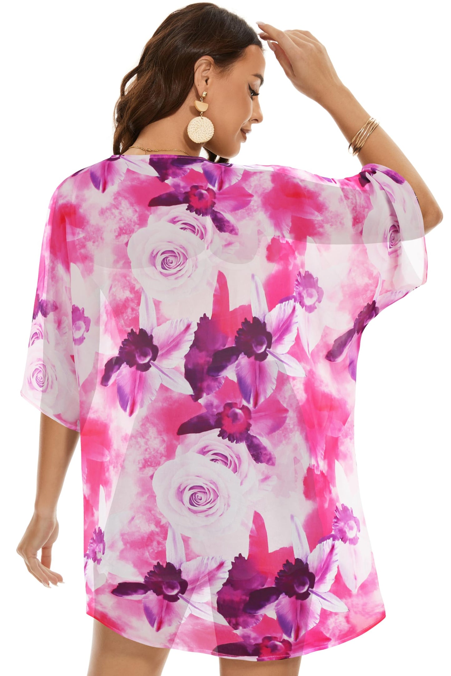 Womens Kimono Beach Cover Up Chiffon Cardigan Floral Tops Loose Capes