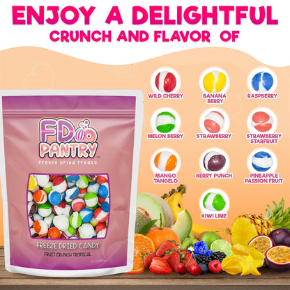 Fruit Crunch Original Candy Freeze Dried 16 oz 1 pound - Assortment Strawberry, Orange, Lemon, Grape, Lime Flavors Large 1lb Big Bag Pouch - Ideal Gift Snack 16oz