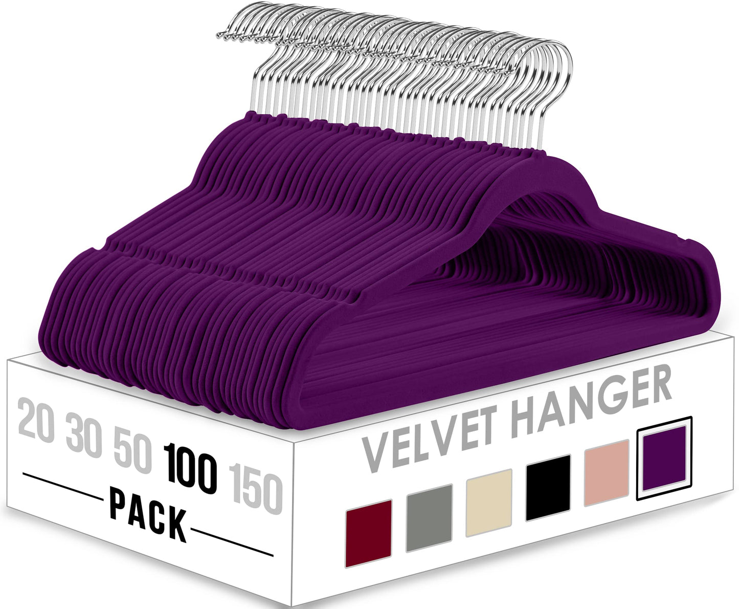 Utopia Home Velvet Hangers 50 Pack - Non-Slip Clothes Hangers - Black Hangers - Suit Hangers with 360 Degree Rotatable Hook - Heavy Duty Coat Hangers - Pants Hangers