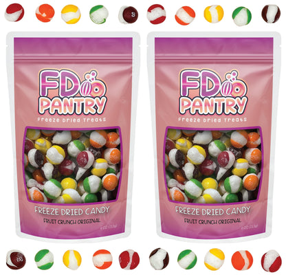 Fruit Crunch Original Candy Freeze Dried 16 oz 1 pound - Assortment Strawberry, Orange, Lemon, Grape, Lime Flavors Large 1lb Big Bag Pouch - Ideal Gift Snack 16oz