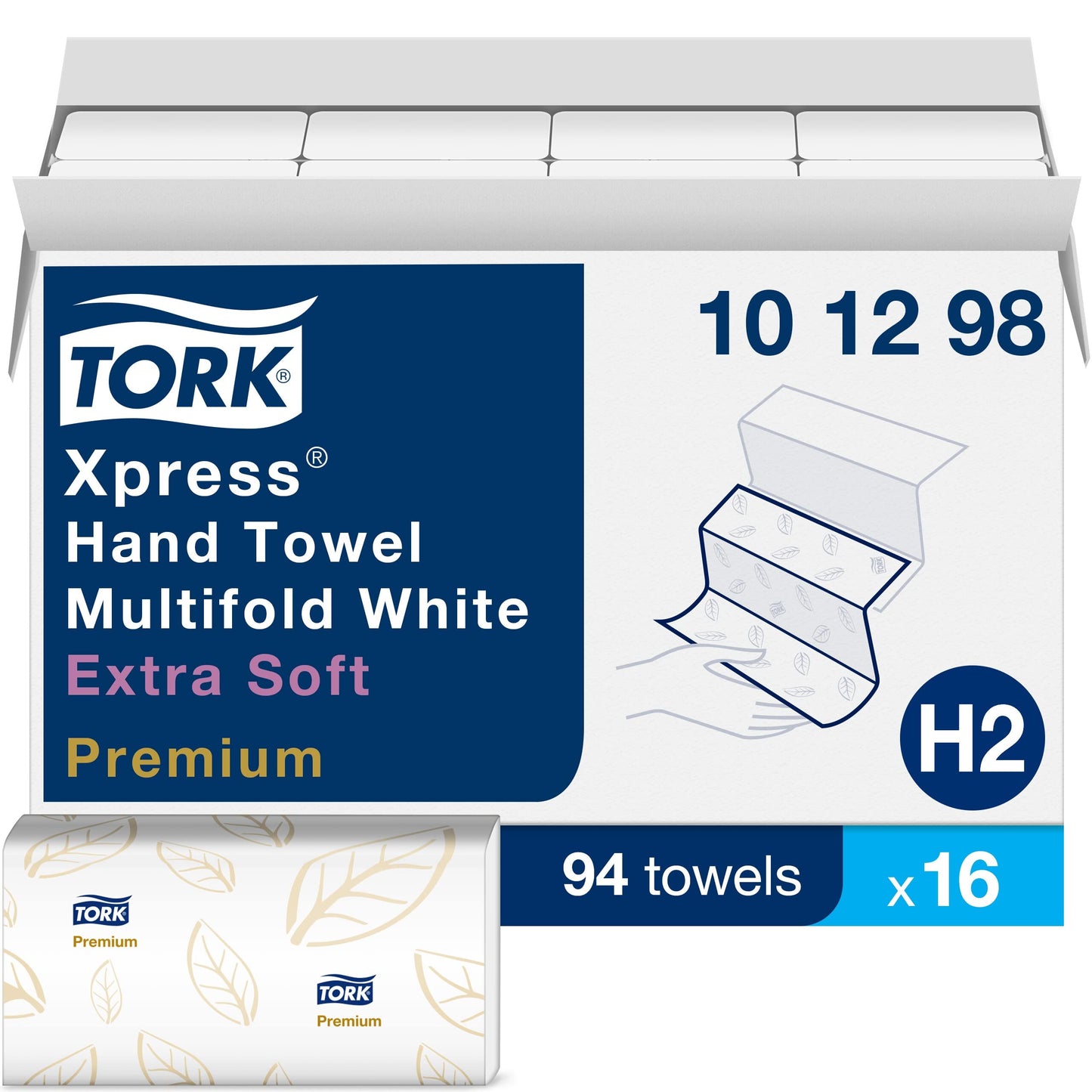 Tork Premium MB579 Soft Xpress Multifold Paper Hand Towel, 3-Panel, 2-Ply, 9.125" Width x 9.5" Length, White (Case of 16 Packs, 135 per Pack, 2.160 Towels)