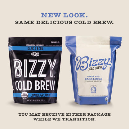 Bizzy Organic Cold Brew Coffee | Smooth & Sweet Blend | Coarse Ground Coffee | Micro Sifted | Specialty Grade | 100% Arabica | 1 LB