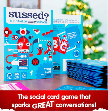 SUSSED The Wacky ‘What Would You Do?’ Card Game - Stocking Stuffer for Teens, Boys, Girls - Social Fun for Kids Ages 10+ & Adults - Great Conversation Starter - Cool Blue Deck