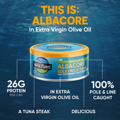 Wild Planet Wild Albacore Tuna, No Salt Added, Canned Tuna, Sustainably Wild-Caught, Non-GMO, Kosher 5 Ounce (Pack of 12), Packaging May Vary