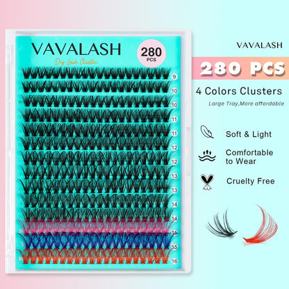 VAVALASH DIY Lash Extension Kit 280 Clusters Individual Lashes Kit 30D 40D 0.07D-10-16mm Lash Clusters, Lash Bond and Seal, Lash Tweezer for DIY Eyelash Extension at Home（Kit-30D+40D-0.07D-10-16MIX）