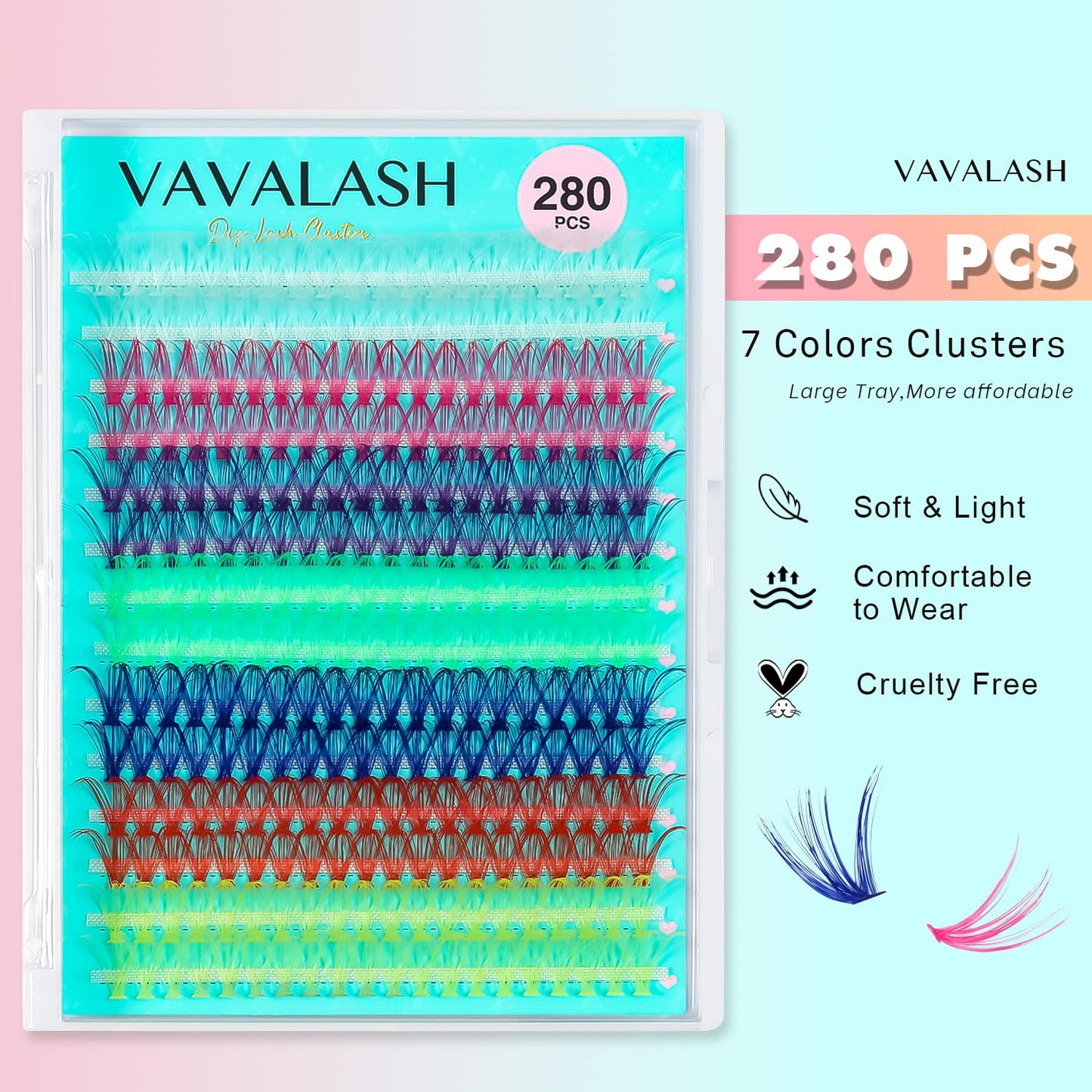 VAVALASH DIY Lash Extension Kit 280 Clusters Individual Lashes Kit 30D 40D 0.07D-10-16mm Lash Clusters, Lash Bond and Seal, Lash Tweezer for DIY Eyelash Extension at Home（Kit-30D+40D-0.07D-10-16MIX）