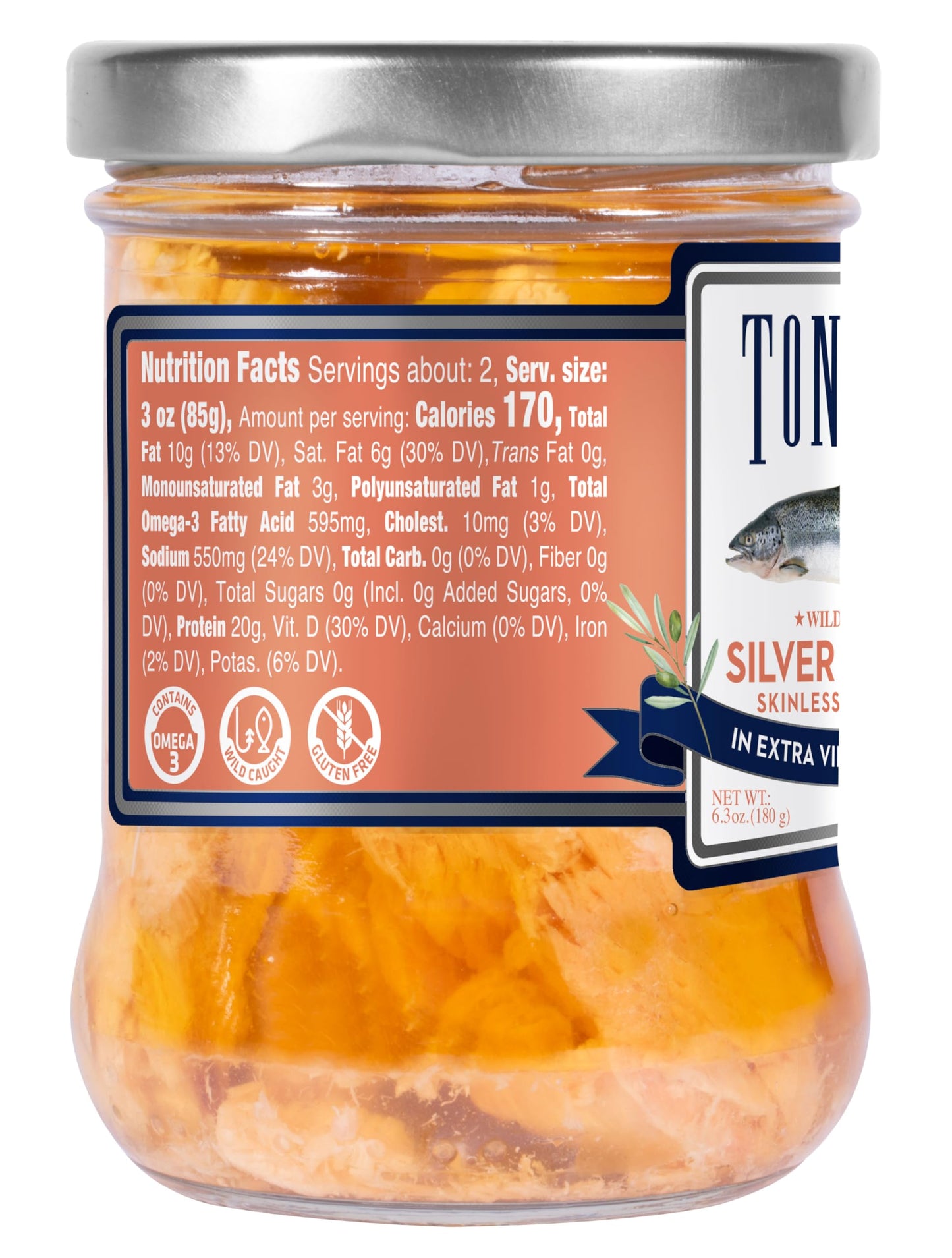 Tonnino Yellowfin Tuna in Olive Oil, Gluten-Free Premium Jarred Atun, Healthy Snacks for Adults, Ready to Eat Meals, EBT Eligible Items, Alternative of Salmon, Pack of 6