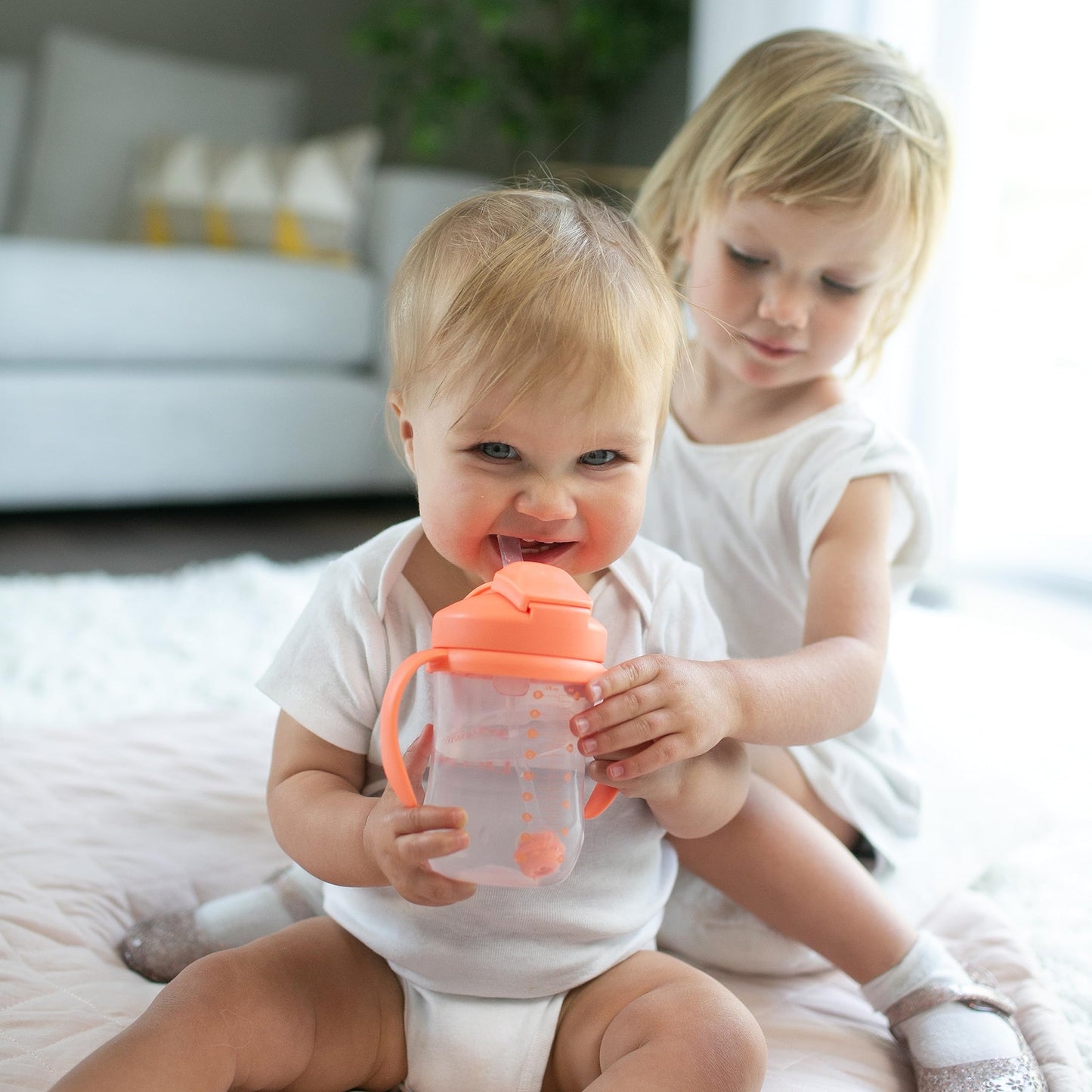 Dr. Brown’s Milestones Baby’s First Straw Cup, Training Cup with Weighted Straw, Dark Blue, 6m+