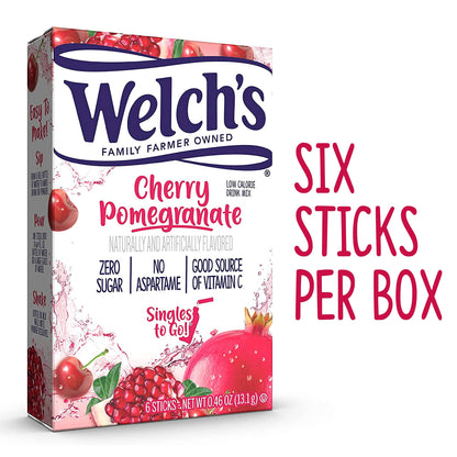 Welch's Singles To Go Variety Pack, Watertok Powdered Drink Mix, Includes 4 Flavors, Grape, Passion fruit, Strawberry Peach, Cherry Pomegranate, 1 Box (30 Servings)