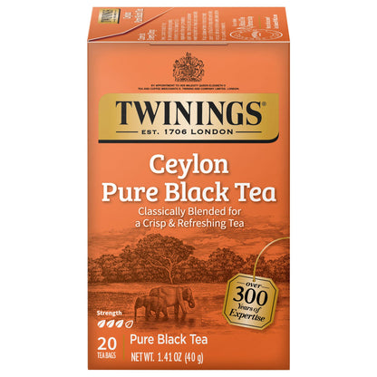 Twinings English Breakfast Black Tea, 100 Individually Wrapped Tea Bags, Smooth, Flavourful, Robust, Caffeinated, Enjoy Hot or Iced