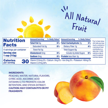 Dole Fruit Bowls Diced Peaches in 100% Juice Snacks, 4oz 12 Total Cups, Gluten & Dairy Free, Bulk Lunch Snacks for Kids & Adults