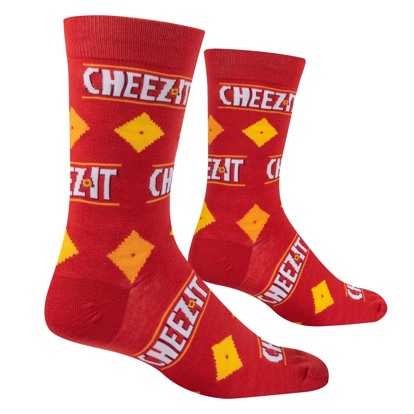 Crazy Socks for Men, Ritz Cracker, Funny Snack Food Novelty Print, Crew, Large