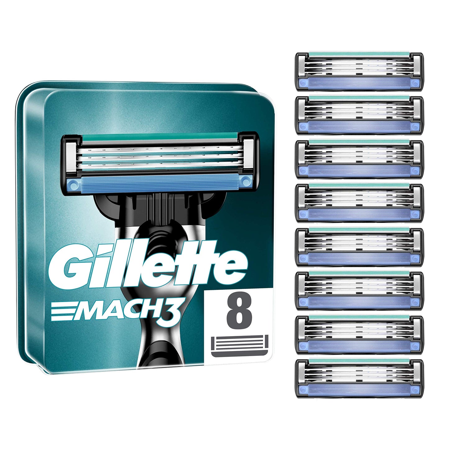 Gillette Mach3 Razor Refills for Men, 8 Razor Blade Refills