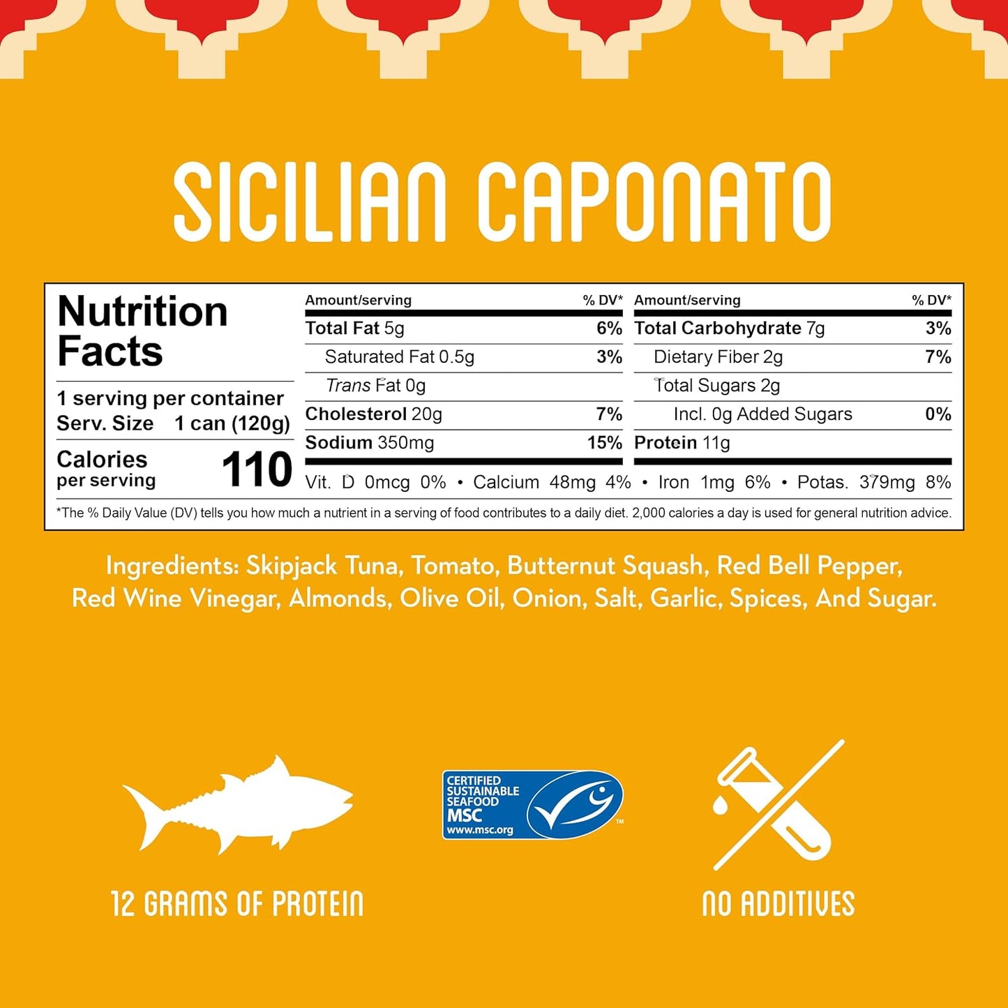 Freshé Gourmet Canned Tuna (Sicilian Caponata, 10 pack of 4.25 oz. tin) Freshly Packaged Skipjack Tuna Fish - Sustainably Caught - Perfect Gluten Free, High Protein Backpacking Food