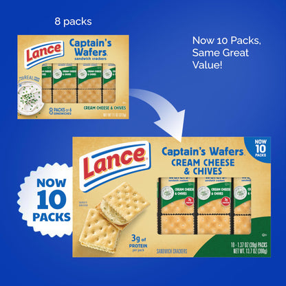 Lance Sandwich Crackers, Captain's Wafer Grilled Cheese, 10 Individual Packs, 6 Sandwiches Each