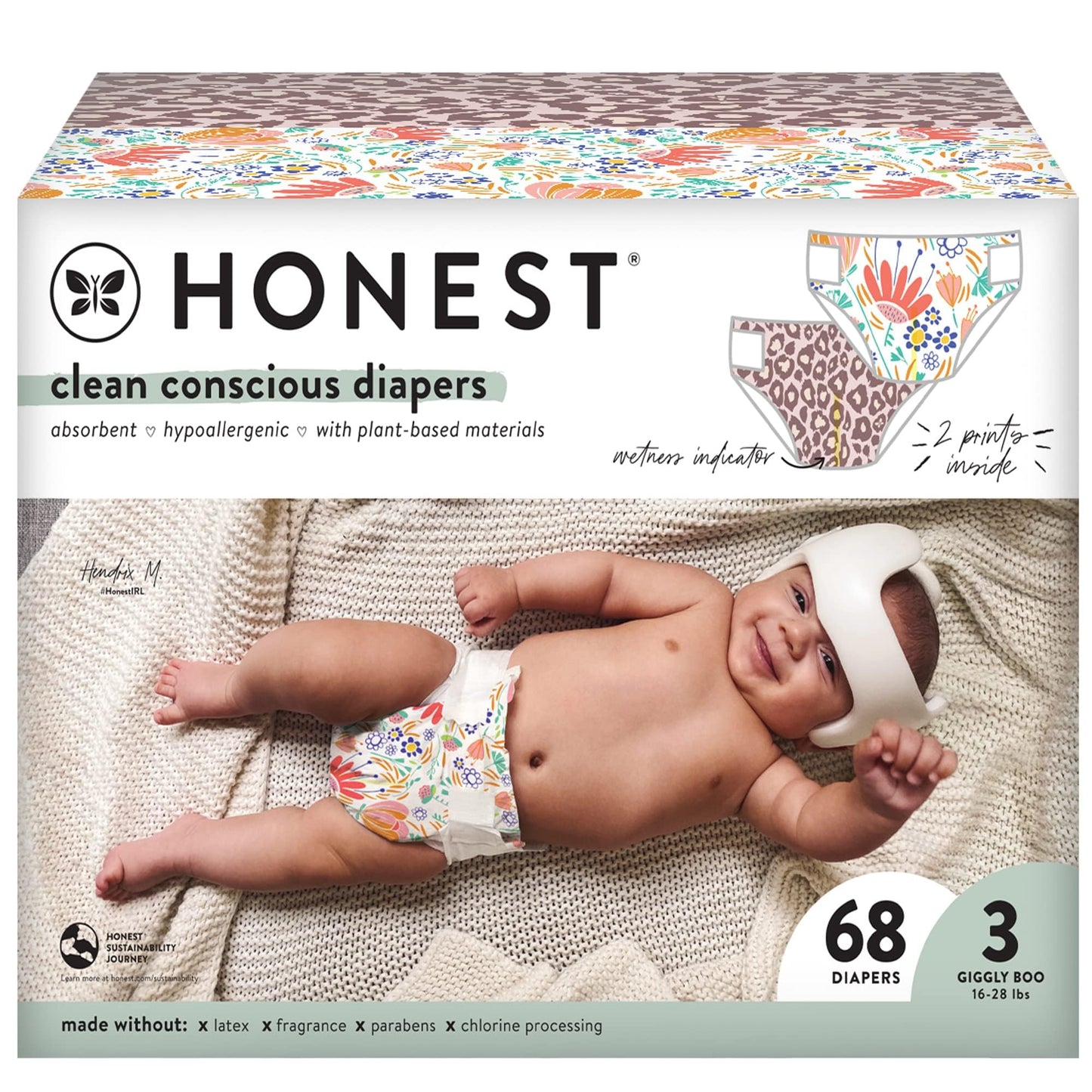 The Honest Company Clean Conscious Diapers | Plant-Based, Sustainable | Above It All + Pandas | Club Box, Size Newborn, 72 Count