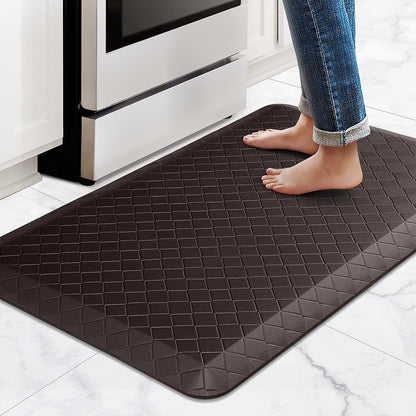 HappyTrends Floor Mat Cushioned Anti-Fatigue ,17.3"x28",Thick Waterproof Non-Slip Mats and Rugs Heavy Duty Ergonomic Comfort Rug for Kitchen,Floor,Office,Sink,Laundry,Black