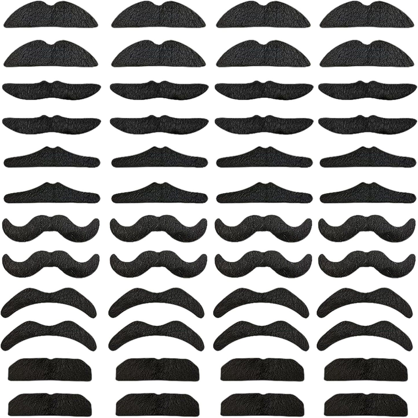 48 pcs Novelty Fake Mustaches,Mustache Party Supplies, Novelty Artificial Mustaches for Birthday,Halloween,Party Supplies,Masquerade,Black