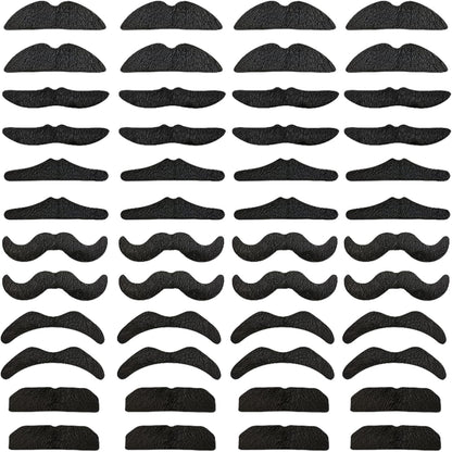 48 pcs Novelty Fake Mustaches,Mustache Party Supplies, Novelty Artificial Mustaches for Birthday,Halloween,Party Supplies,Masquerade,Black