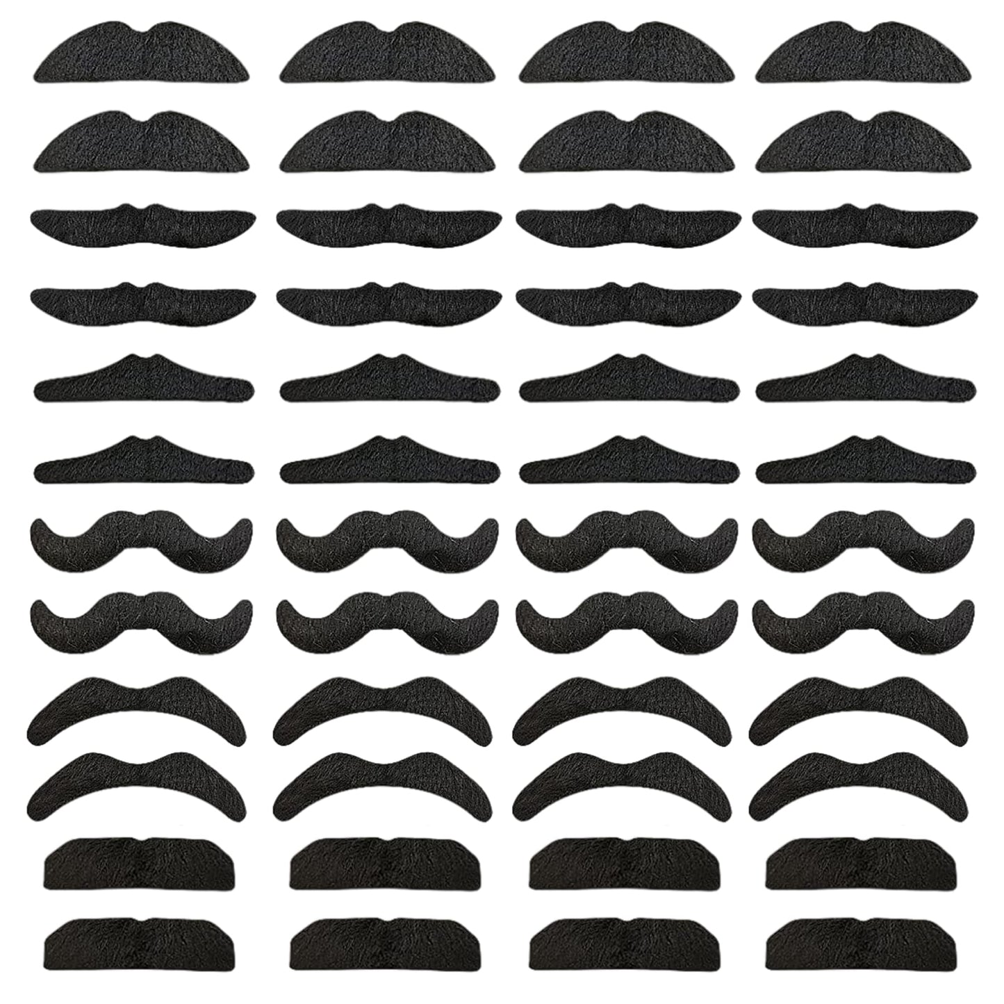 48 pcs Novelty Fake Mustaches,Mustache Party Supplies, Novelty Artificial Mustaches for Birthday,Halloween,Party Supplies,Masquerade,Black