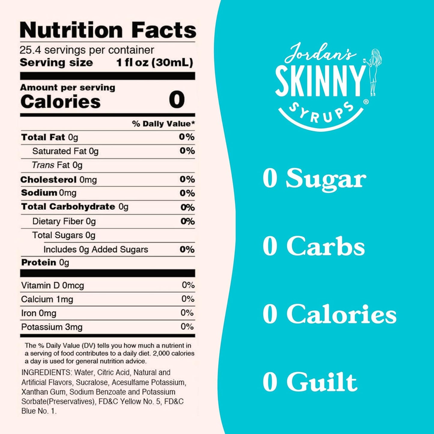 New! Jordan's Skinny Mixes Sugar Free Syrup, Mermaid Flavor, Fruit Flavored Water Enhancer, Drink Mix for Ice Tea, Lemonade & More, Zero Calorie Flavoring, Keto Friendly, 25.4 Fl Oz, 1 Pack