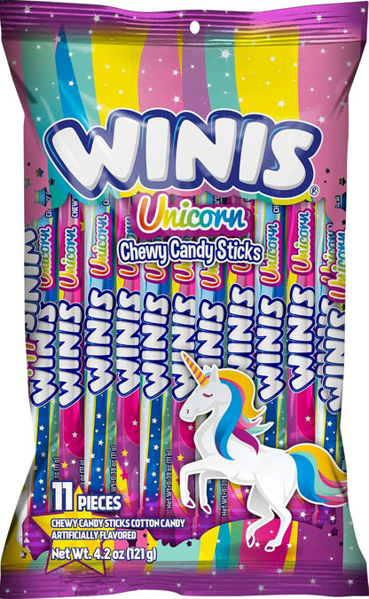 Chewy Candy Swirl | Winis Unicorn |Cotton Candy Flavored | Sharing Size 4.3 Oz Bag - 11 Pieces