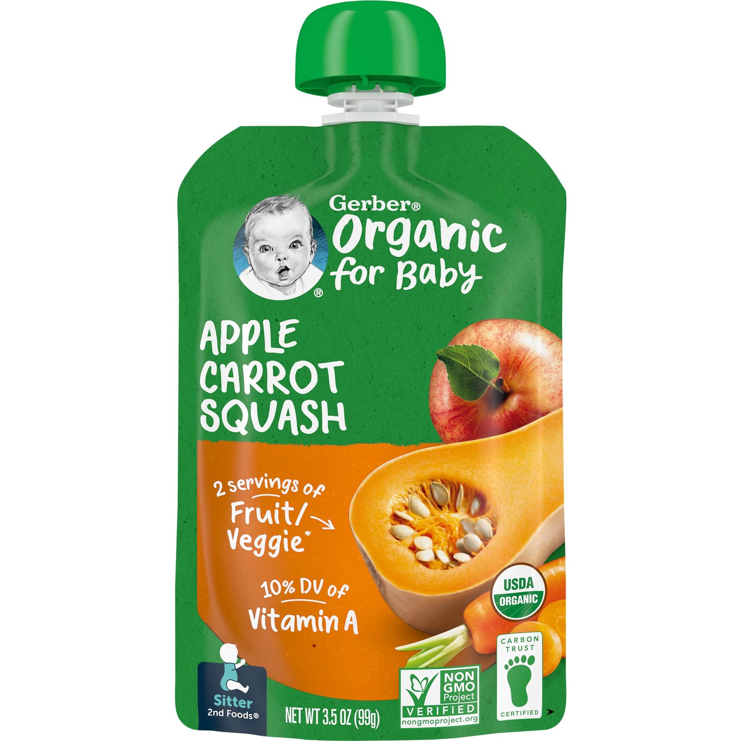 Gerber Organic Baby Food Pouches, 2nd Foods for Sitter, Fruit & Veggie Variety Pack, 3.5 Ounce (Set of 18)