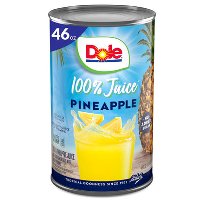 Dole 100% Juice, Pineapple, 46 Ounce Cans (Pack of 6)