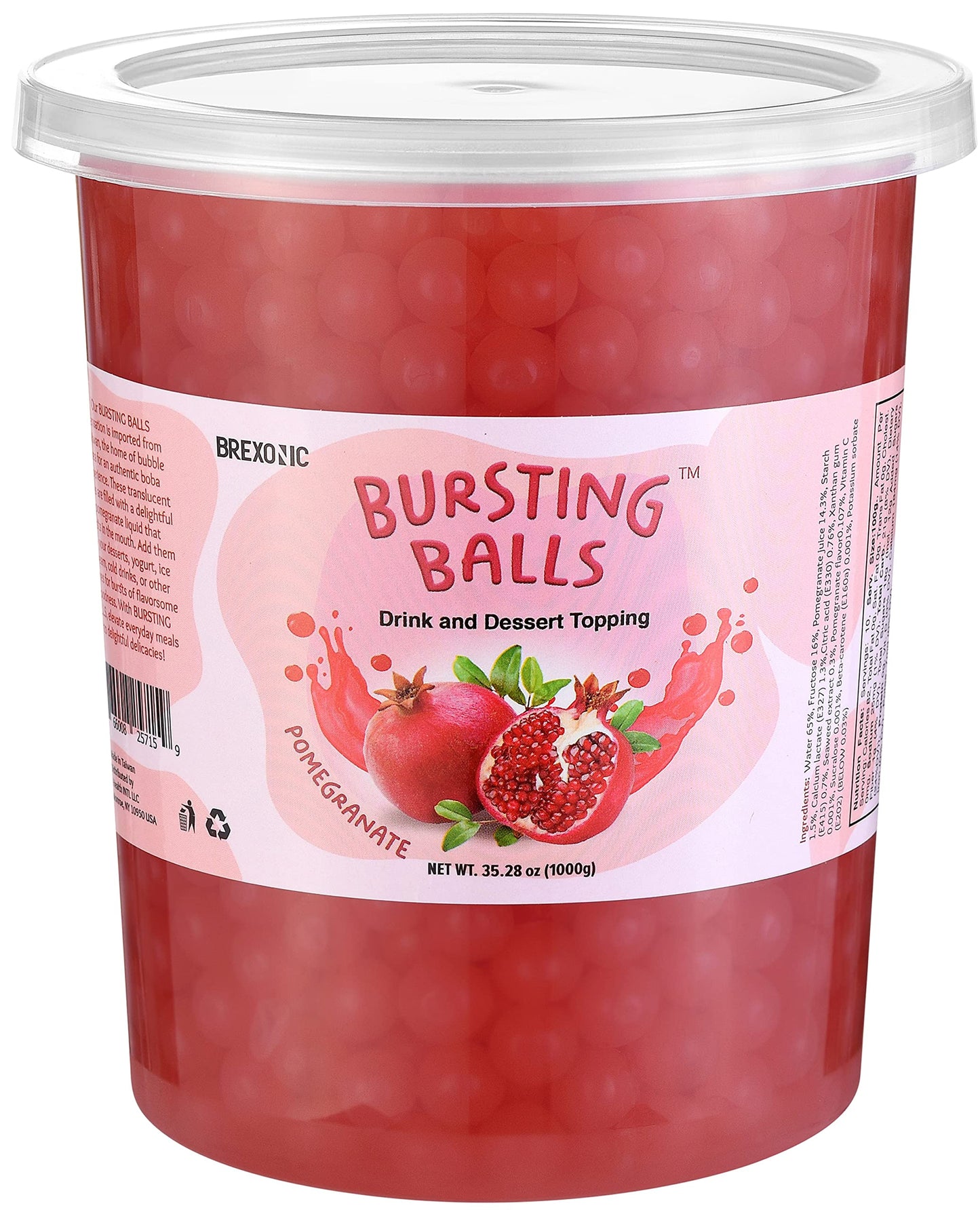 Strawberry Boba Pearls, Strawberry Popping Boba Bursting Boba, Strawberry Bubble Tapioca Pearls For Bubble Tea 1 Pound (Strawberry, 1 LB Pack of 1)