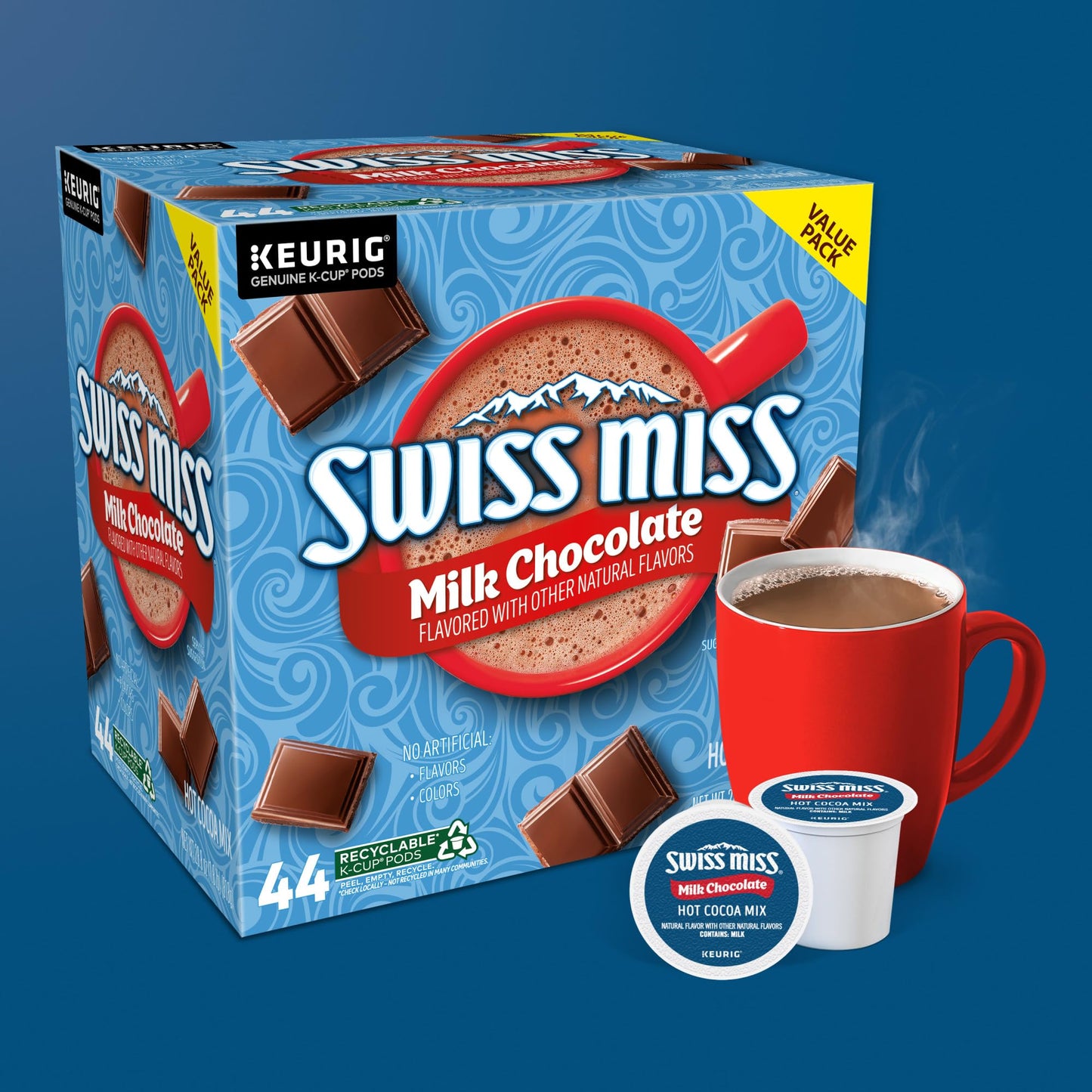 Swiss Miss Milk Chocolate Hot Cocoa, Keurig Single-Serve K-Cup Pods, 44 Count