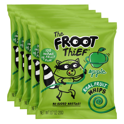 The FROOT Thief Real Fruit Snack Whips Strawberry Flavor, Nut Free, 100% Natural, Gluten-Free, Non-GMO, No Artificial Colors or Flavors, Pack of 5