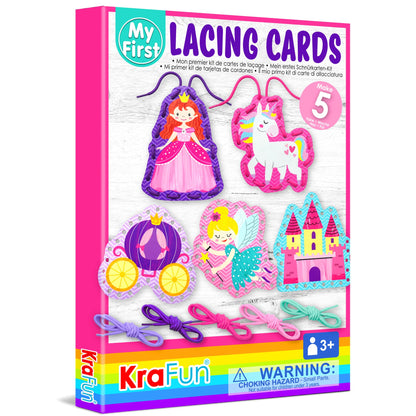 KRAFUN Beginner Preschool Lacing Card Kit for Kids Arts & Crafts, 5 Easy Safari and Animal Lacing Projects, Lacing Cards for Toddlers, Fine Motor Skills Training Toys