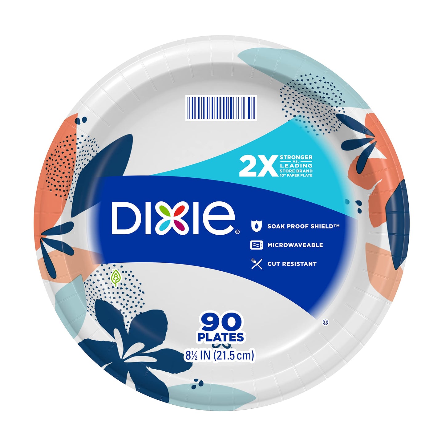 Dixie Medium Paper Plates, 8.5 Inch, 90 Count, 2X Stronger*, Microwave-Safe, Soak-Proof, Cut Resistant, Disposable Plates For Everyday Breakfast, Lunch, & Dinner Meals